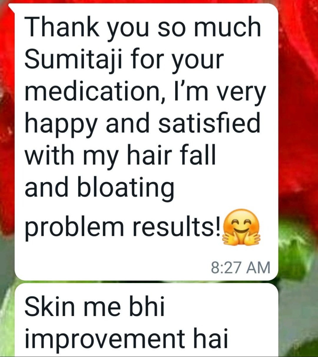 Hairfall bloating skin improved